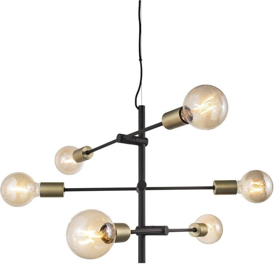 NORDLUX 48933003 JOSEFINE Többágú Függesztett Lámpa Matt Fekete, Sárgaréz E27 IP20
