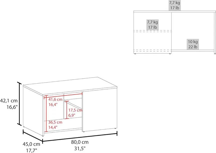 Dohányzóasztal 75x42x40 cm fehér GM-02