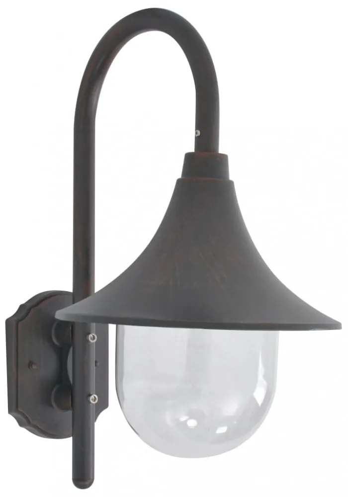 bronzszínű alumínium kerti falilámpa, E27, 42 cm