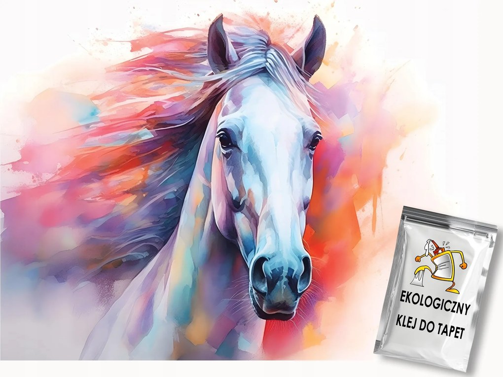 Fotótapéta Flizelina Akvarell Portré Ló Színes Sörény 100x75 ragasztó