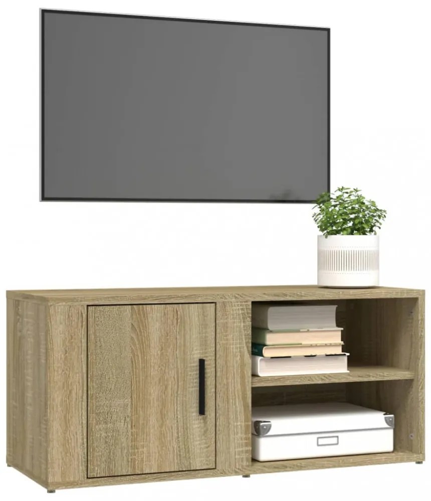 2 db sonoma tölgy színű szerelt fa TV-szekrény 80x31,5x36 cm