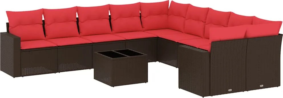 vidaXL 11 részes barna polyrattan kerti ülőgarnitúra párnákkal