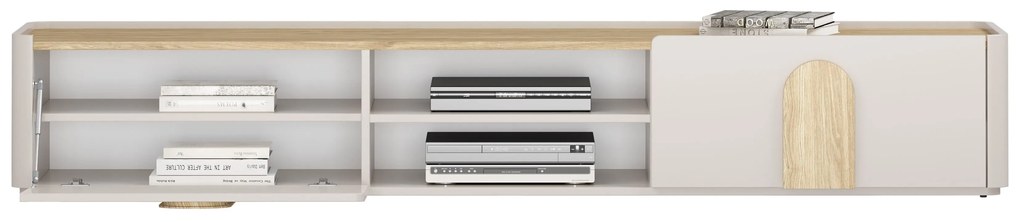 Amilio RTV szekrény 220 cm - kasmír / olajozott tölgy / világos tölgy fogantyú