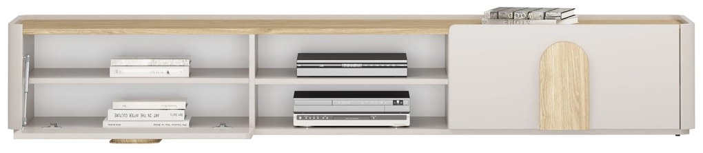 Amilio TV-szekrény 220 cm fiókkal - kasmír / olajozott tölgy / világos tölgy fogantyú