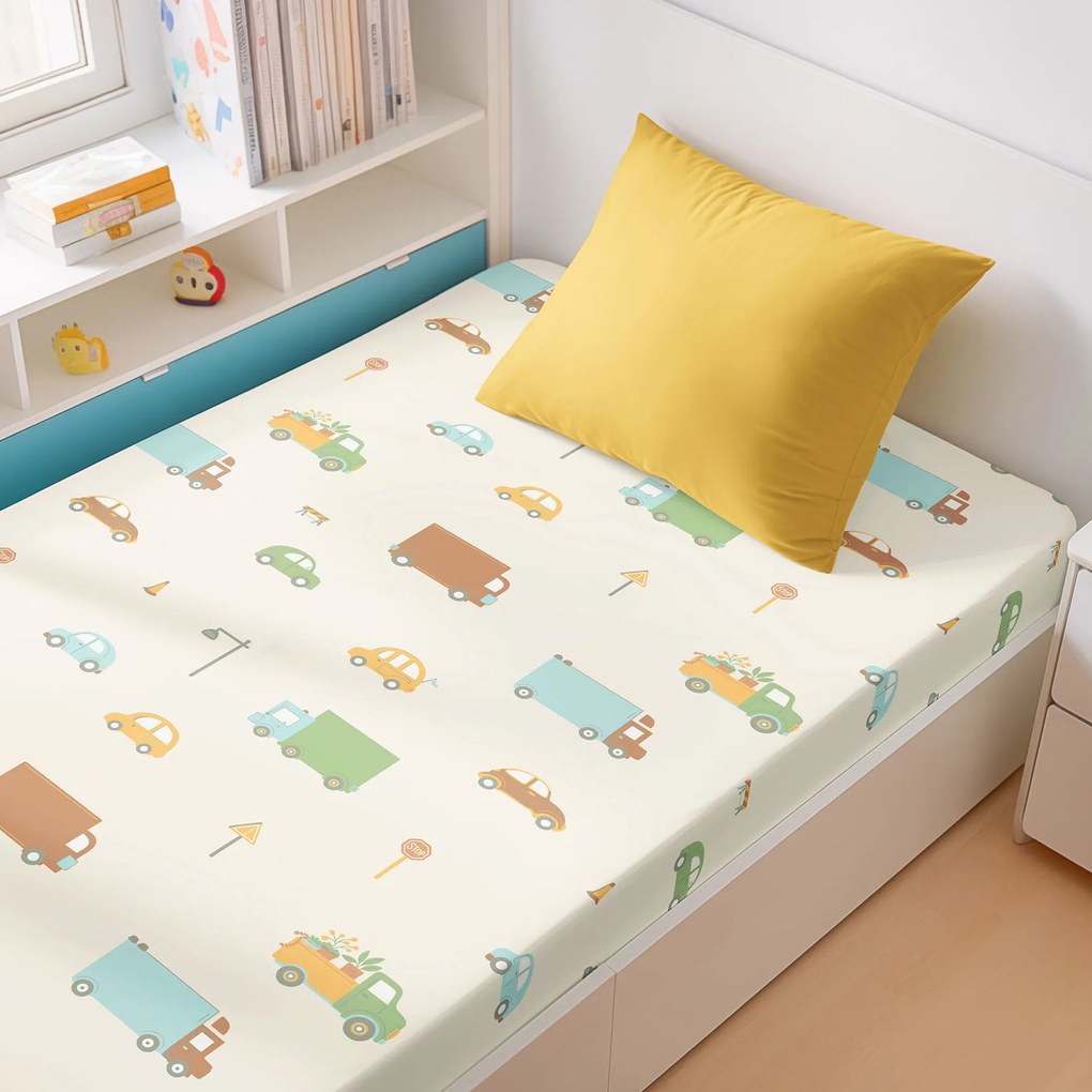 Goldea pamut gumis lepedő - az autók világa 120 x 200 cm