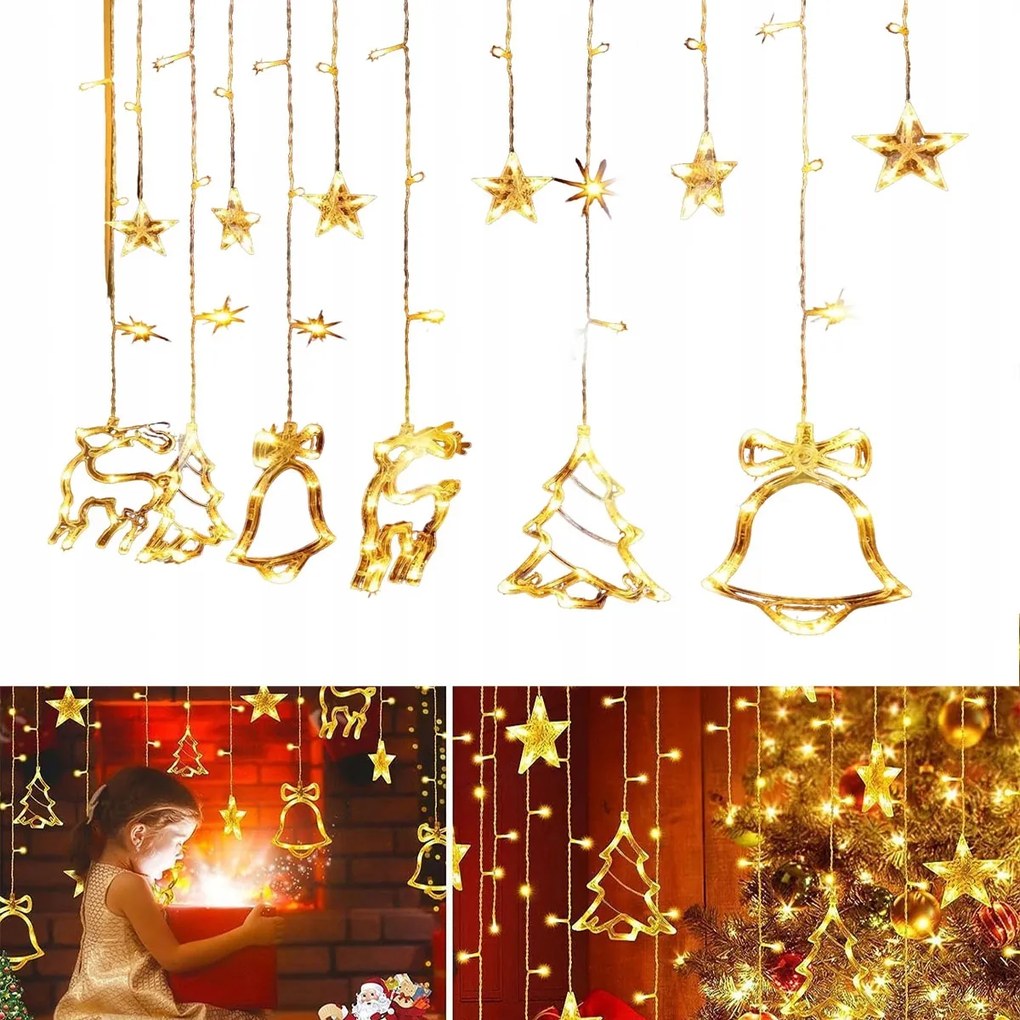 LED-es fényzsinór lakberendezéshez fényfüggöny138LED meleg fehér