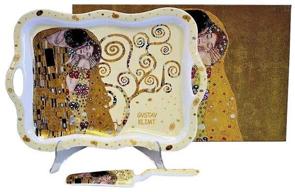 Klimt porcelán süteményes tálca tortalapáttal