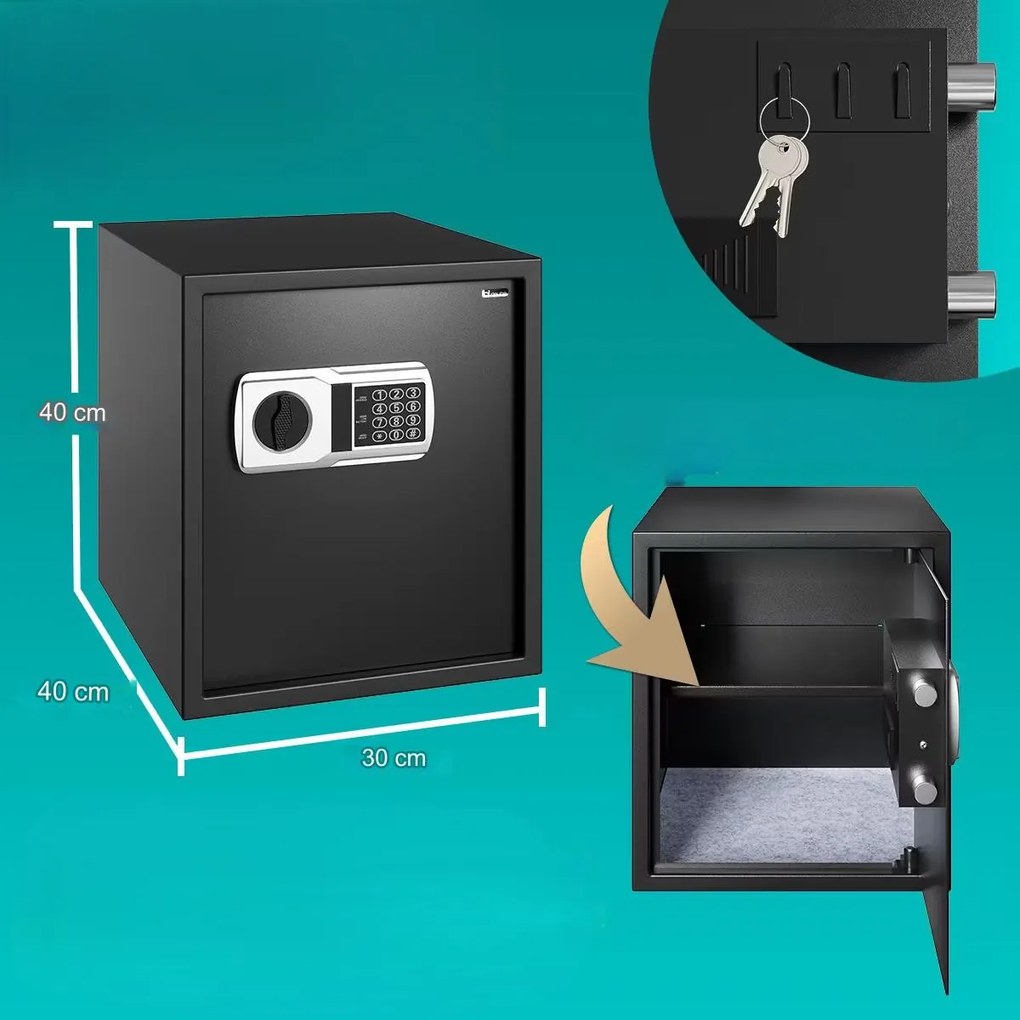monzana® Defer Plus biztonsági széf - 35x40x40 cm fekete