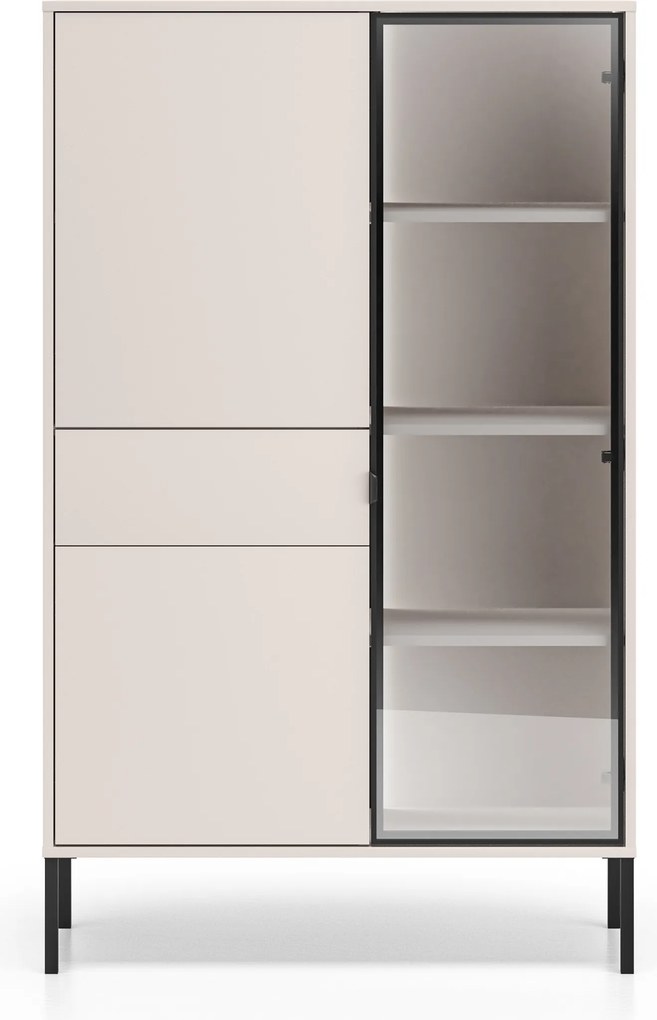 Harmona magas vitrin 92 cm fiókkal és világítással - kasmír
