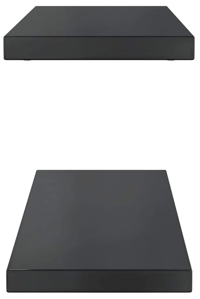 2 db fekete rozsdamentes acél fali polc 75 x 23,5 x 3 cm