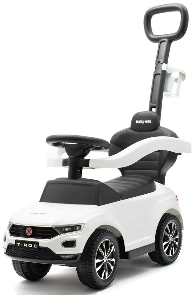 Baby Mix Volkswagen T-ROC gyermek futóbiciklivezetőróddal, fehér
