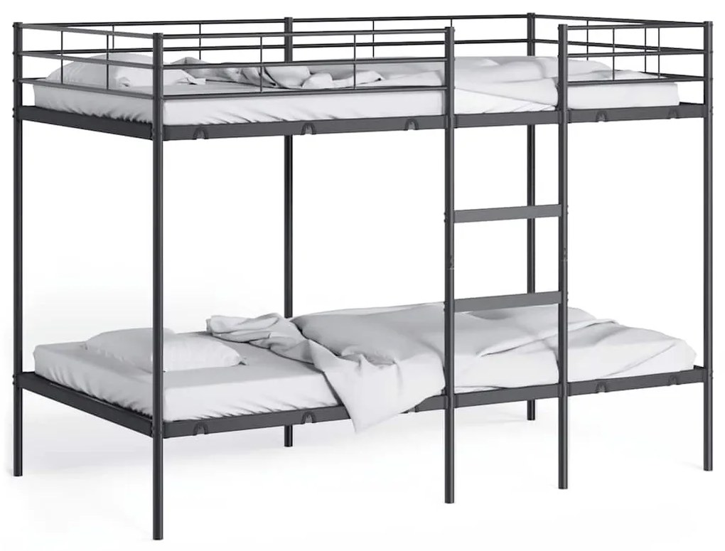 fekete acél emeletes ágy matrac nélkül 100 x 200 cm