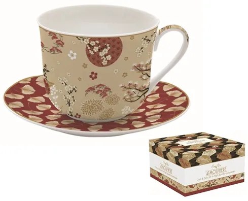 Porcelán nagy reggeliző teás csésze aljjal Coffee Mania Kimono