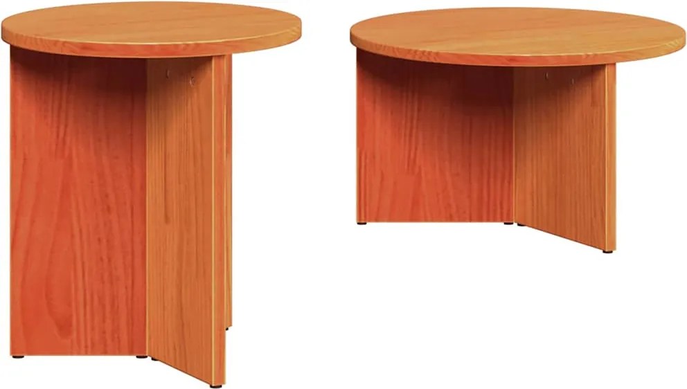 vidaXL Dohányzóasztal 2 pcs Faggyú barna Tömör fenyőfa