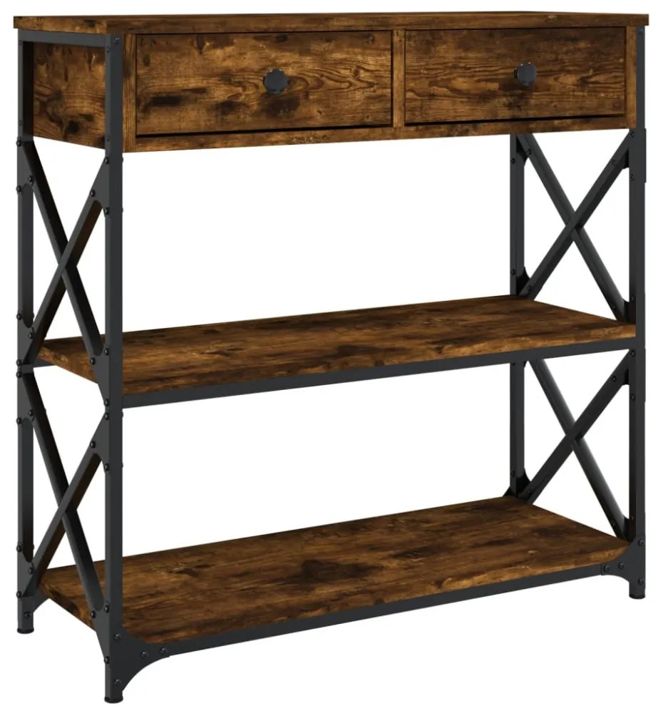 füstös tölgy színű szerelt fa tálalóasztal 75x28x75 cm