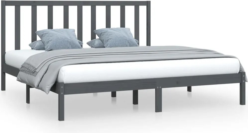 vidaXL szürke tömör fenyőfa ágykeret 200 x 200 cm