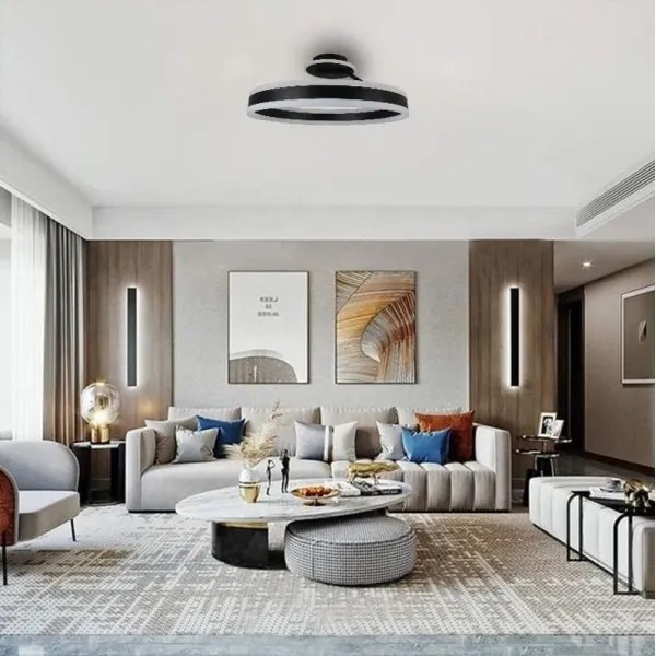 LED Dimmelhető felületre szerelhető csillár LED/86W/230V 3000-6500K fekete + távirányítás