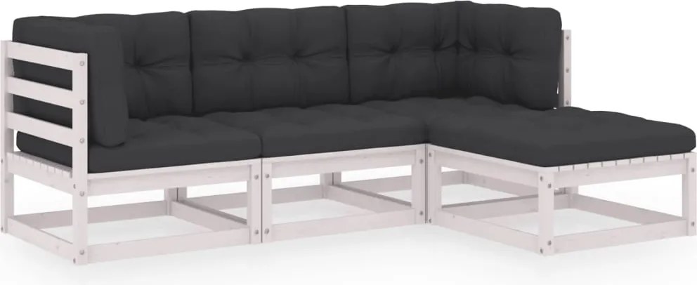 vidaXL 4 részes tömör fenyőfa kerti ülőgarnitúra párnákkal