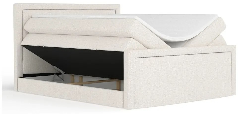 Bézs ágyneműtartós boxspring ágy 160x200 cm Lavenda – Maison de Rêve