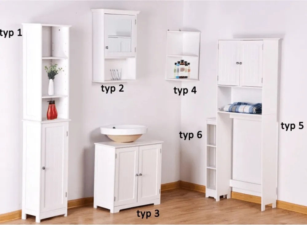 Fali sarokszekrény, fehér, ATENE TYP 4