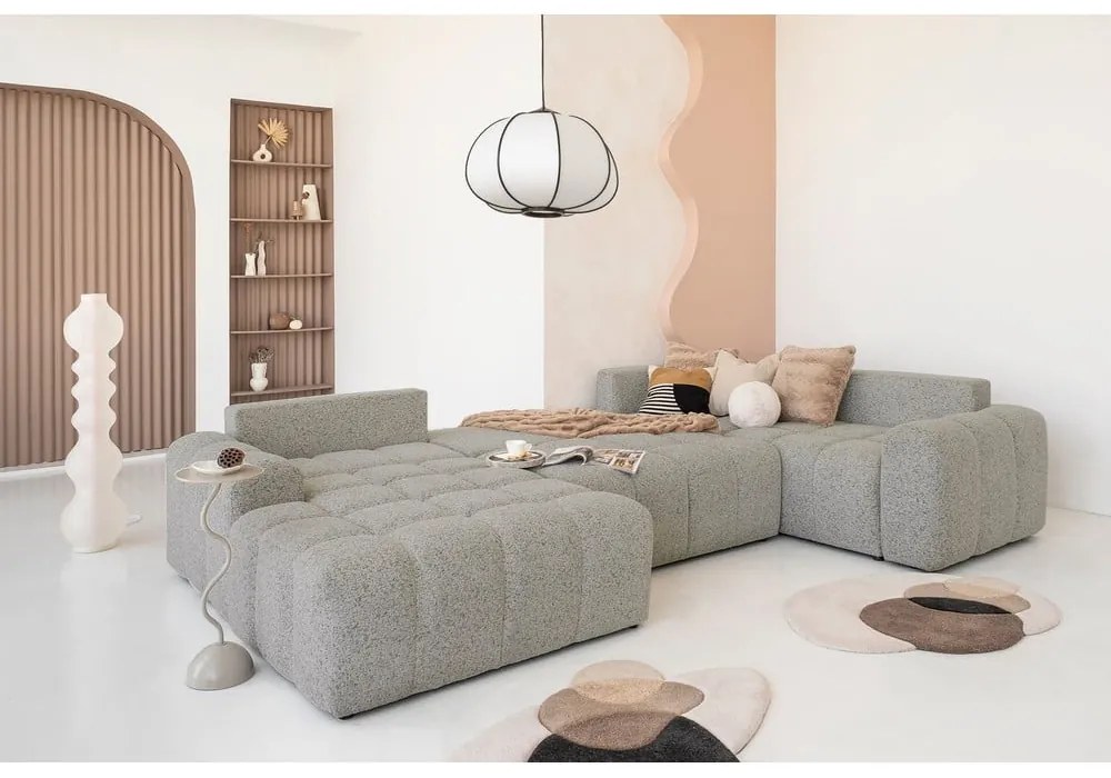 Világosbarna kinyitható tárolóhelyes moduláris sarokkanapé (jobb oldali) Lulu – Miuform