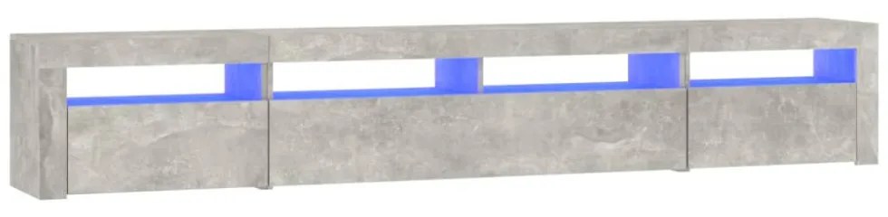 betonszürke TV-szekrény LED-lámpákkal 240x35x40 cm