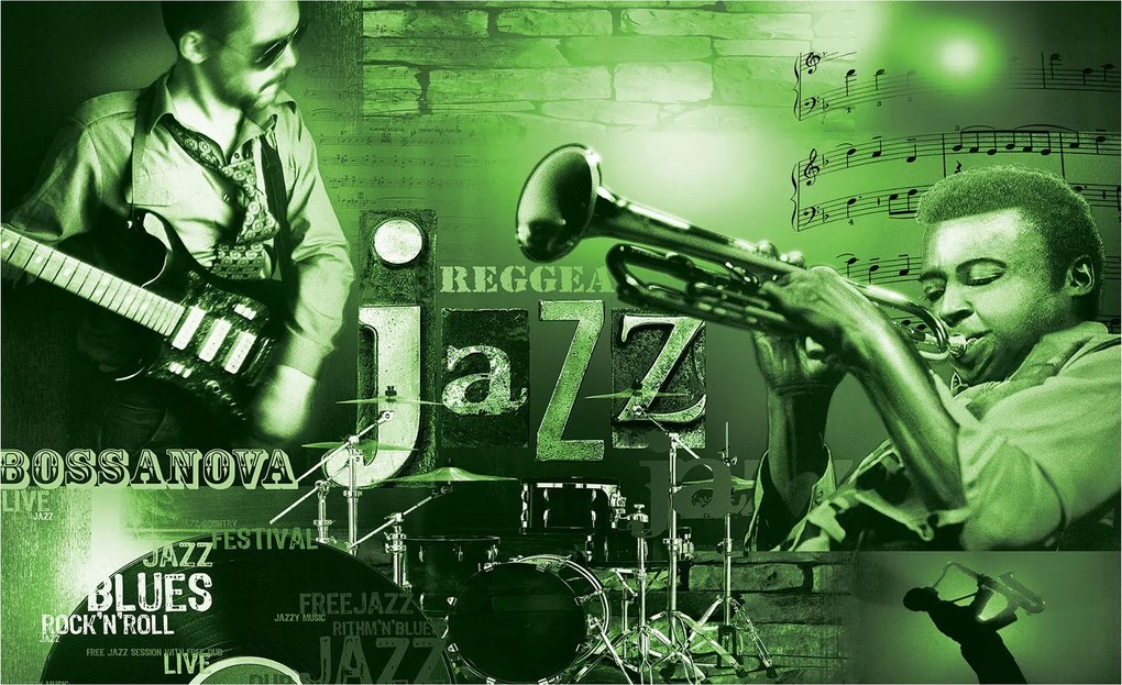 Fotótapéta Éjszakai hang Zenei kollázs Városi energia 416x254 +ragasztó