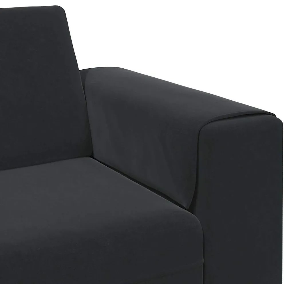 Kanapé Szett 3 pcs Fekete Bársony