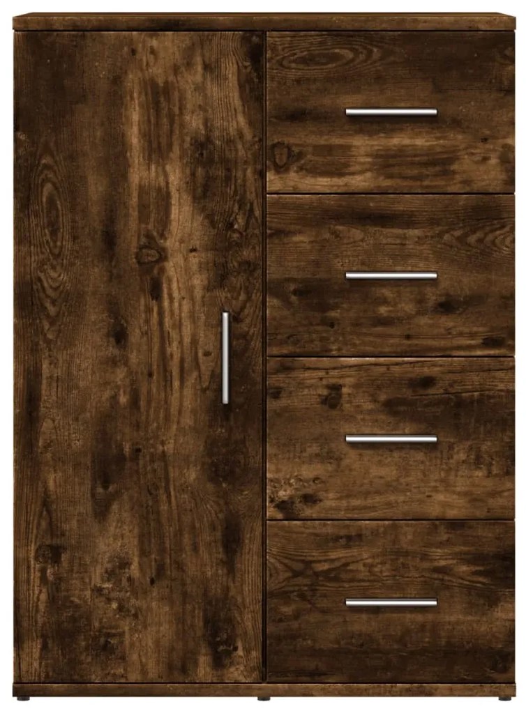 2 db füstös tölgy színű szerelt fa tálalószekrény 59x39x80 cm