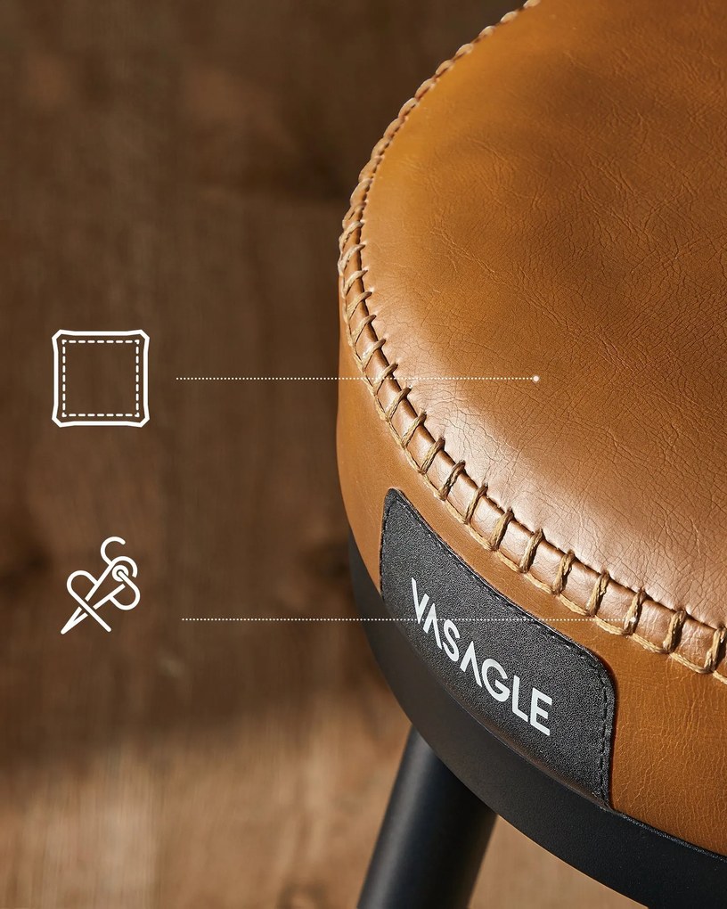 EKHO kollekció - Bárszékek 2 db forgó bárszék háttámlával műbőr varrással, karamellbarna