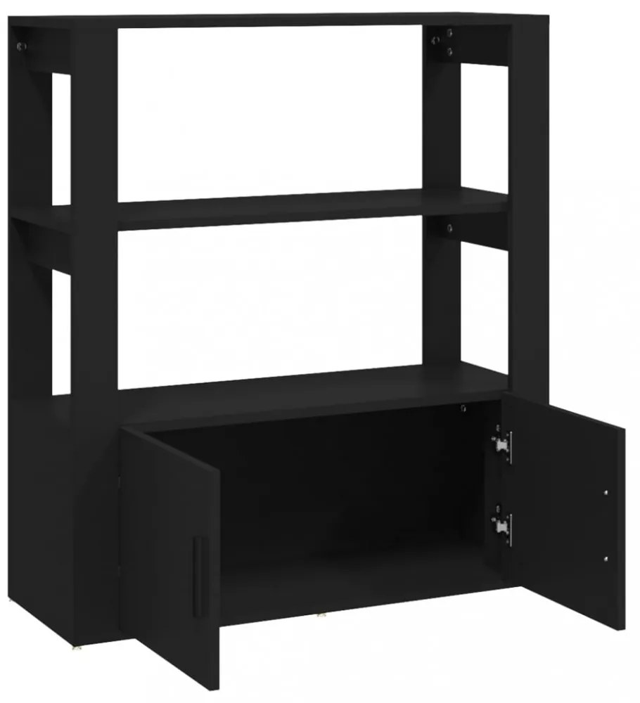 fekete szerelt fa tálalószekrény 80x30x90 cm