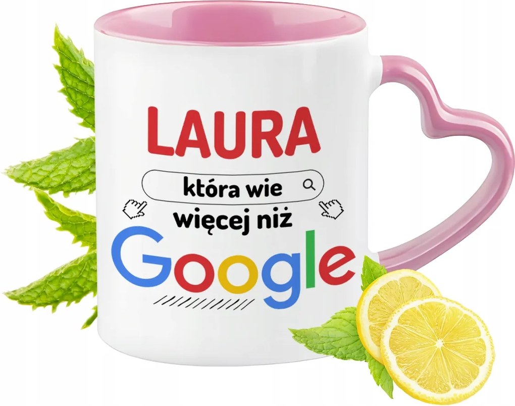 Laura bögre rózsaszín, szív alakú füllel Kávé ajándék