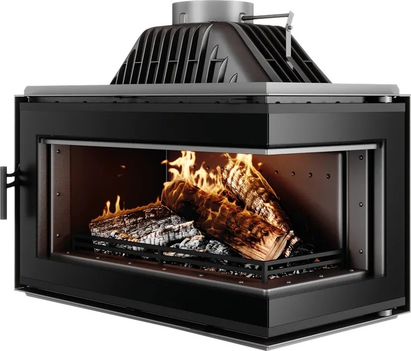 Kandallóbetét öntöttvas kandalló 13,5kW fatüzelésű sarokkályha jobbos fekete