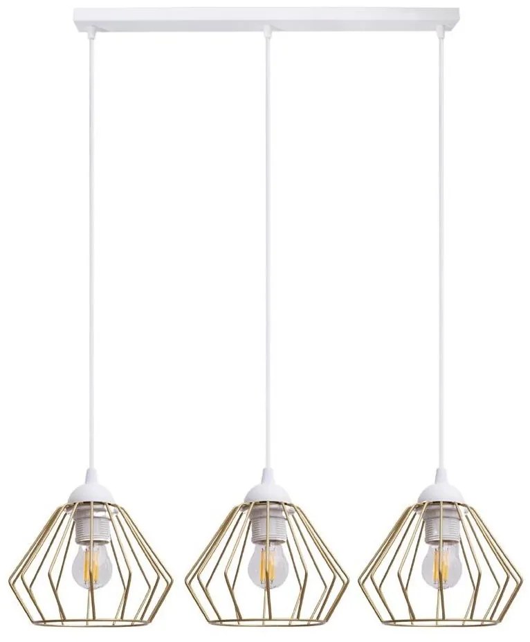 HEXE Csillár zsinóron CEED GOLD 3xE27/60W/230V fehér/arany HX0249