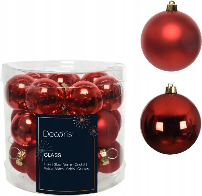 Üveggömb szett piros mix 2,5cm