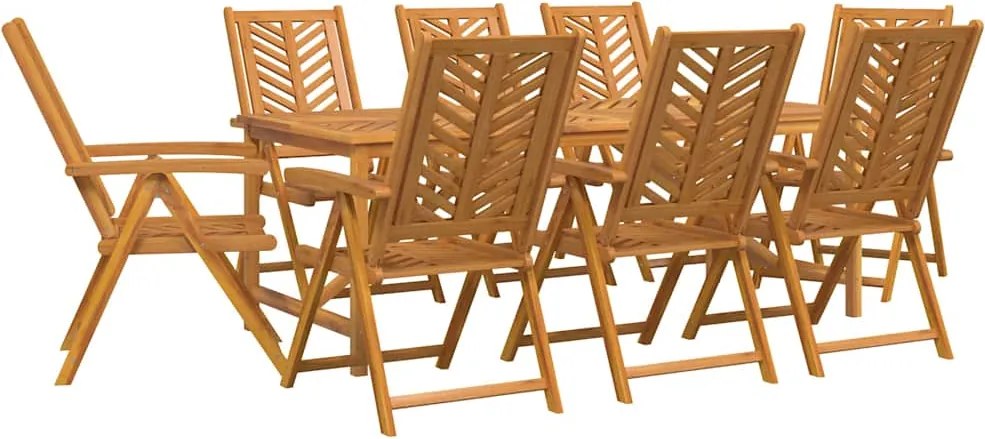 vidaXL Kert étkező szett 9 pcs Barna Tömör Akácfa