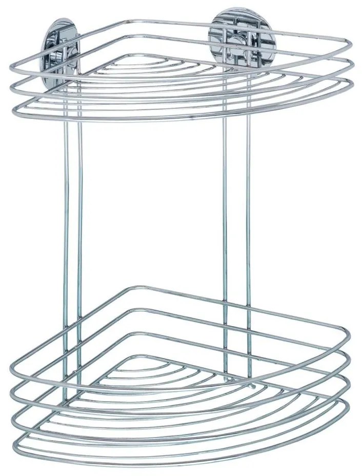 WENKO 18914100-sarokpolc TURBO-LOC kerek acél 26,5x33 cm fényes króm