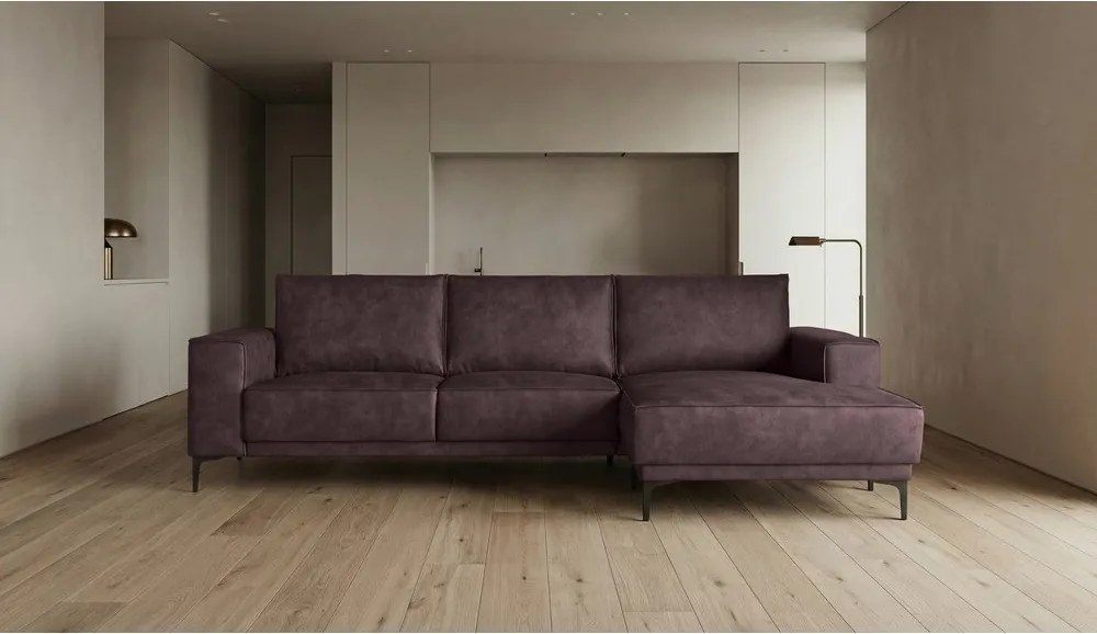 Sötétbarna bőrutánzat sarokkanapé (jobb oldali) Copenhagen – Scandic