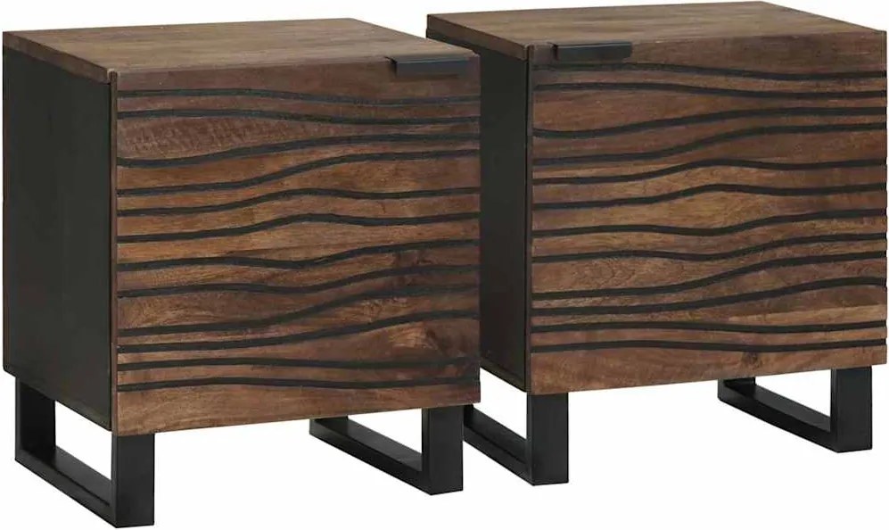 vidaXL Éjjeliszekrény 2 pcs Dió 40 x 33 x 46 cm Tömör akácfa