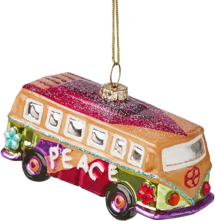 HANG ON üveg karácsonyfadísz hippi busz