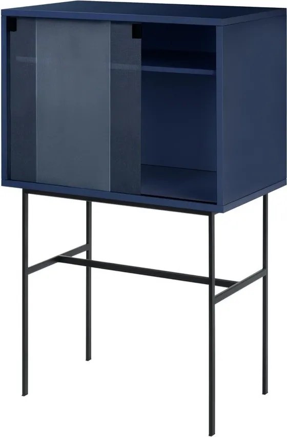 Sötétkék tálalószekrény tolóajtóval 70x109x40 cm Lekko – noo.ma