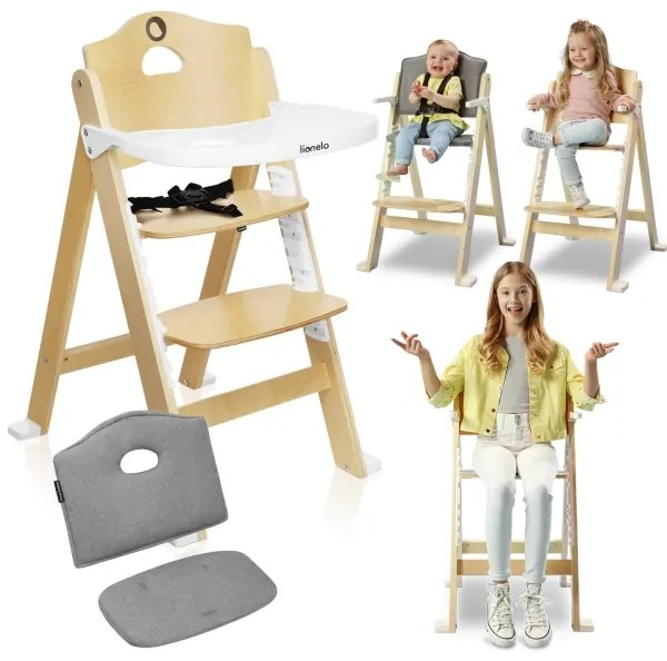 Lionelo - FLORIS 3 az 1-ben gyermek etetőszék fehér/natúr