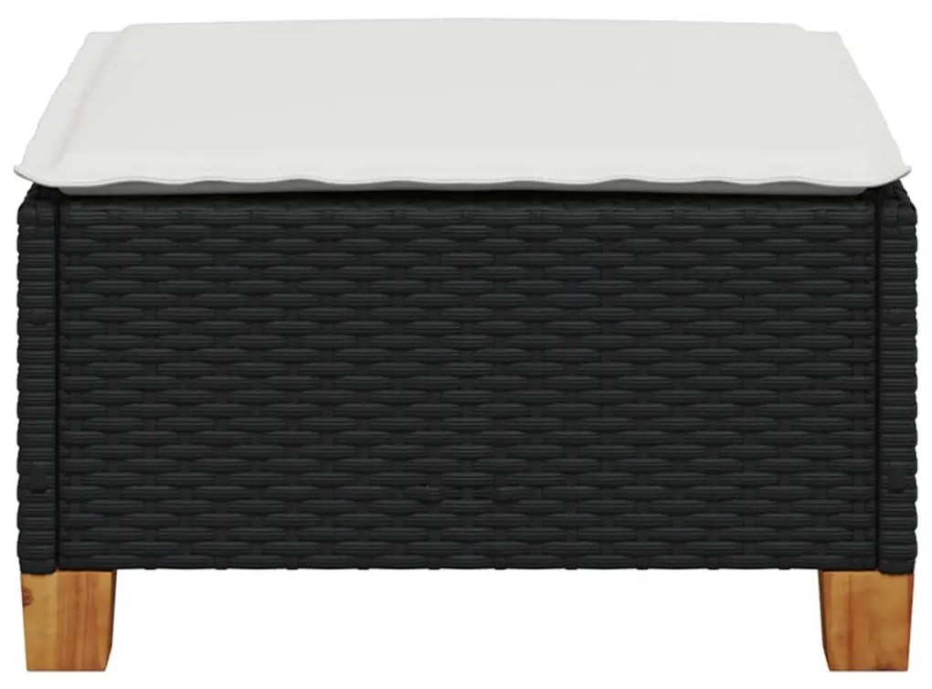 Fekete polyrattan kerti szék párnával 63,5 x 56 x 32 cm