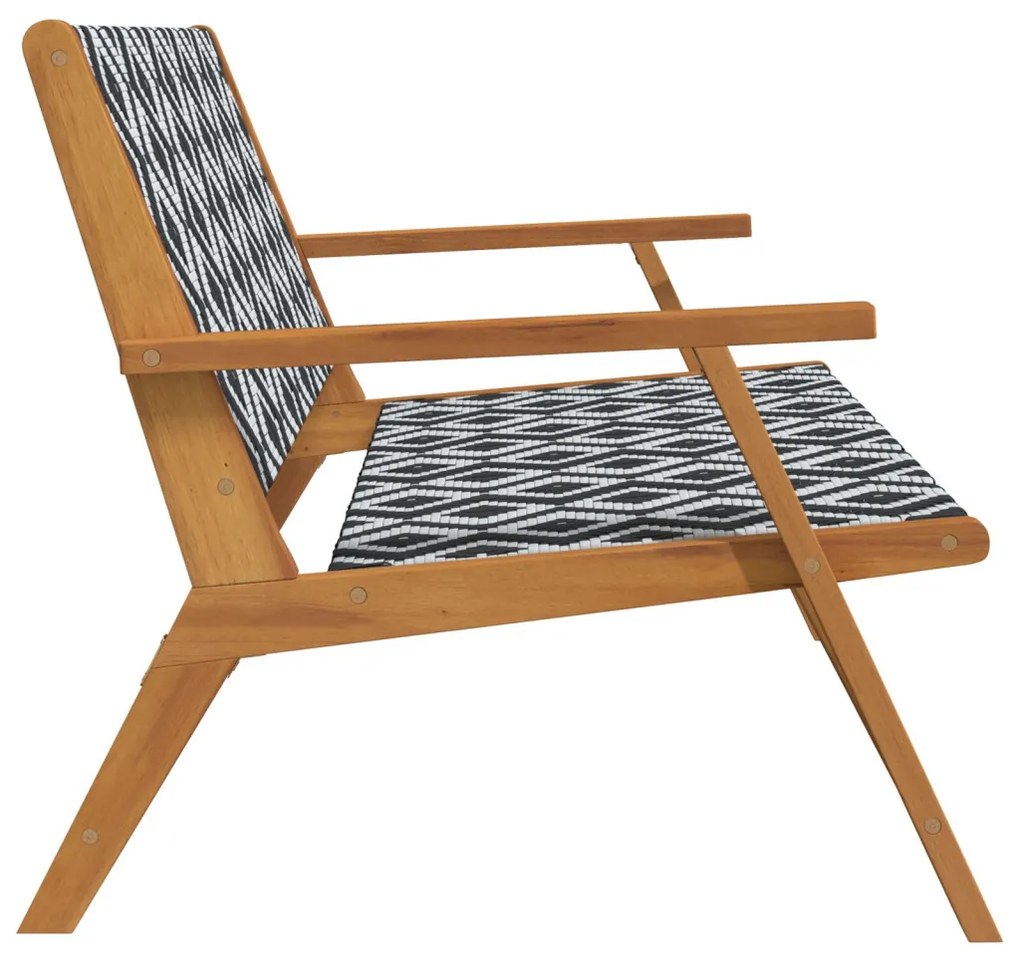 Kerti pad Fekete és fehér 122x76x73.5 cm Tömör akácfából