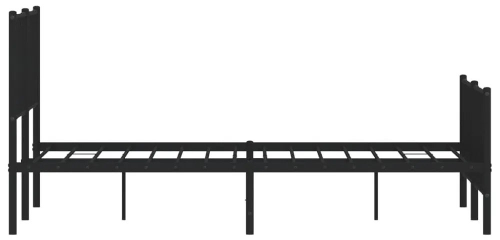 fekete fém ágykeret fej- és lábtámlával 135 x 190 cm