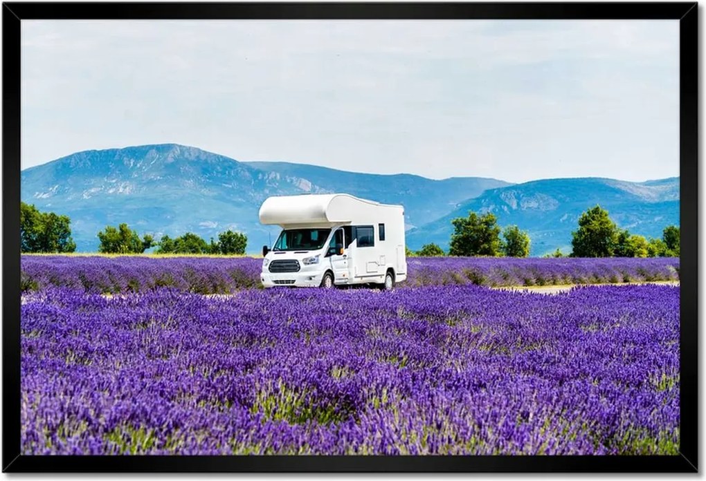 Poszterek keretben 60x40 Lakókocsi a levendulamezők között