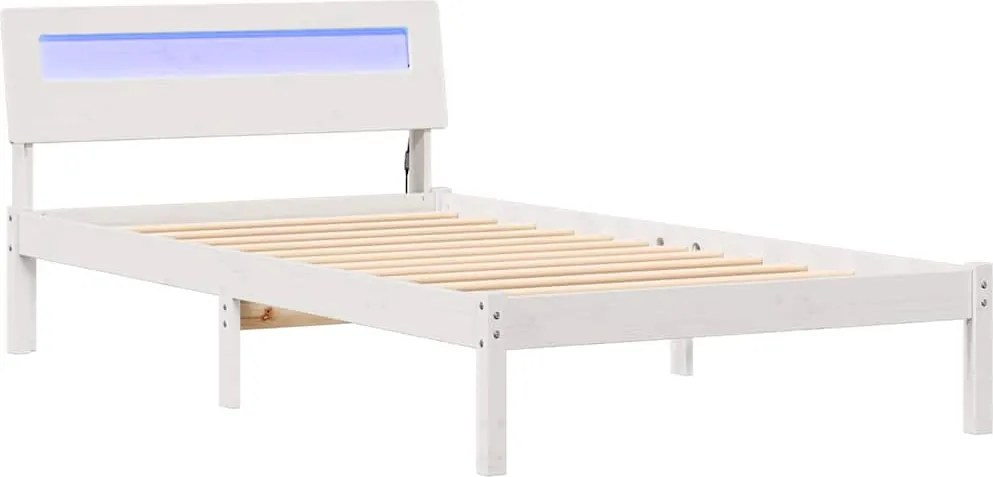 vidaXL Ágykeret fejtámlával Fehér 90 x 200 cm Tömör fenyőfa