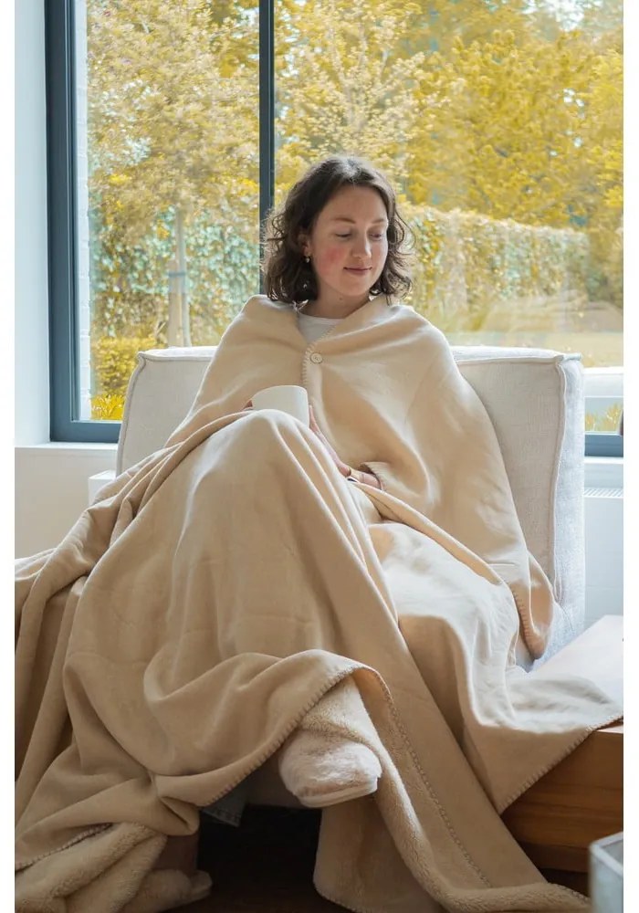 Elefántcsont színű mikroplüss takaró 150x200 cm Tomo – Tiseco Home Studio