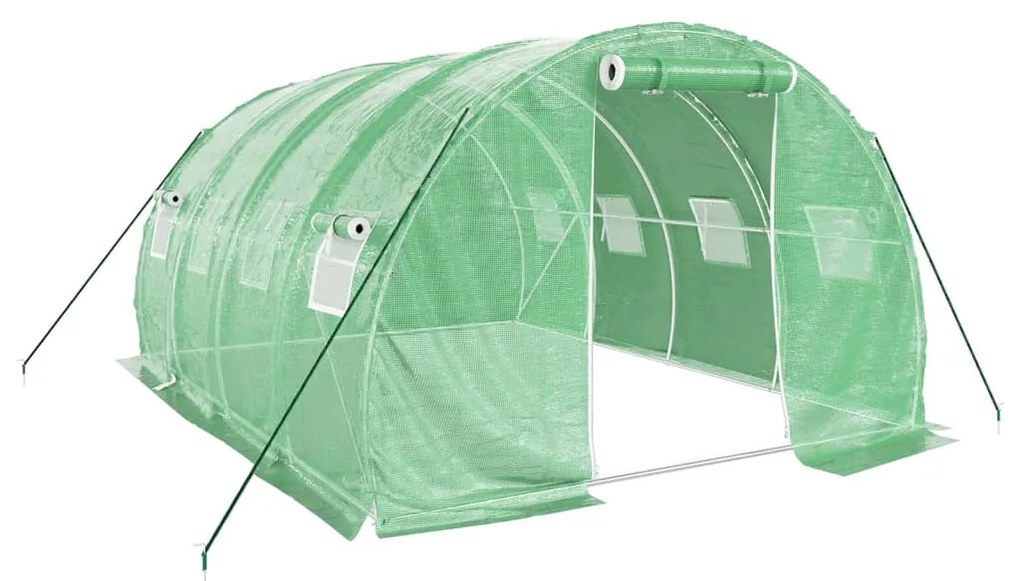 zöld acélvázas melegház 12 m² 4 x 3 x 2 m