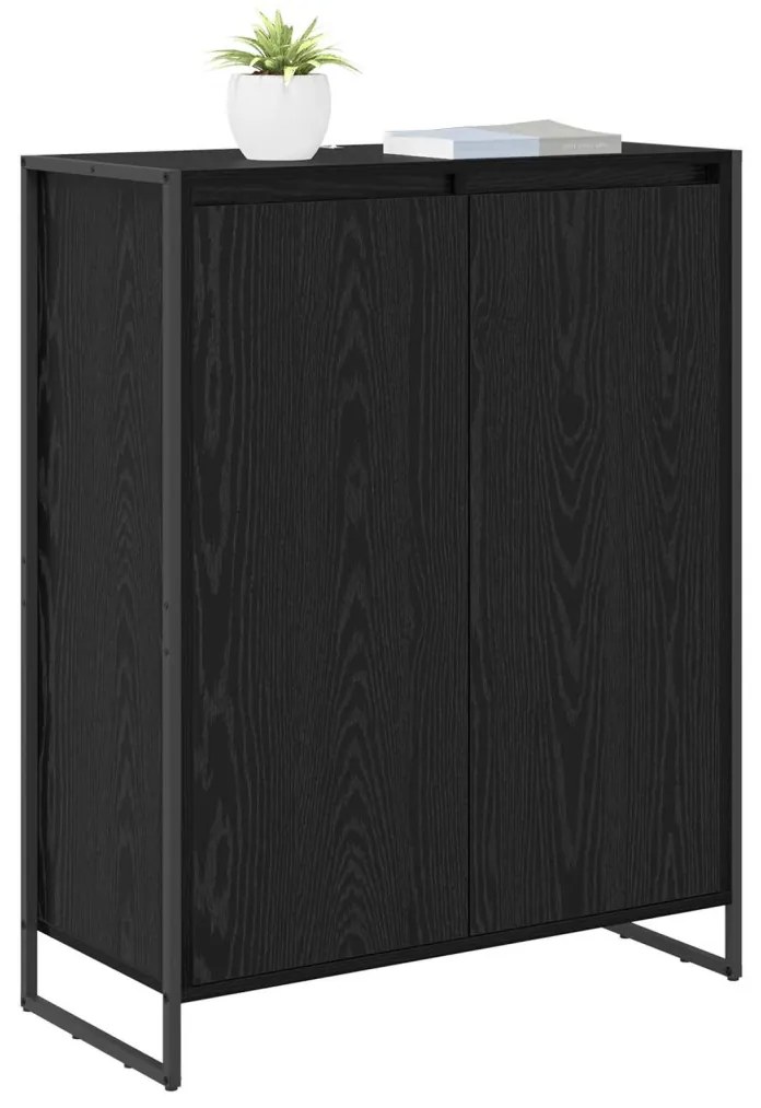 Cipőszekrény tárolóval Fekete tölgy 79 x 36 x 100 cm Faanyag